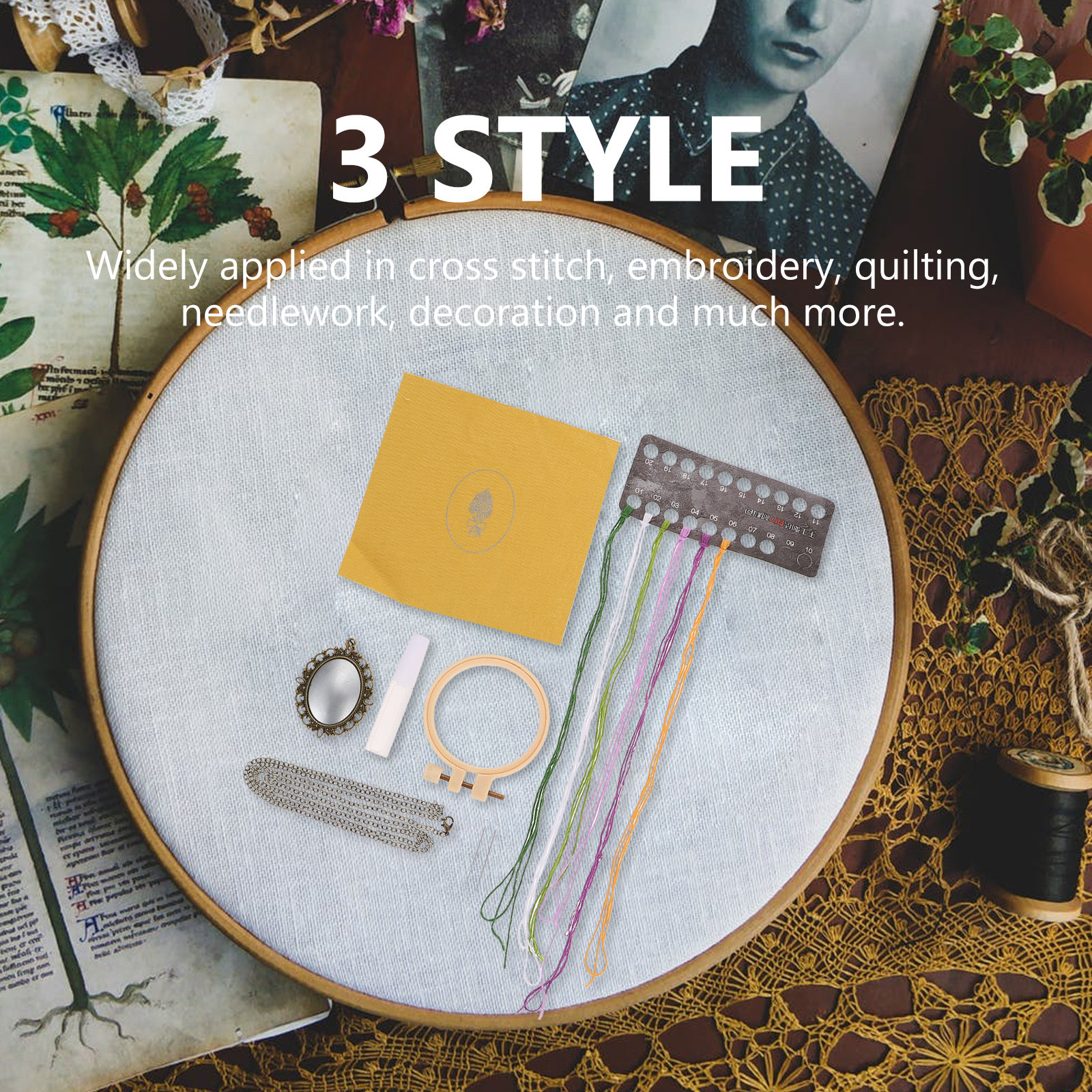 Embroidery Chain Stitch - 3Sets Embroidery Kit for Beginners DIY