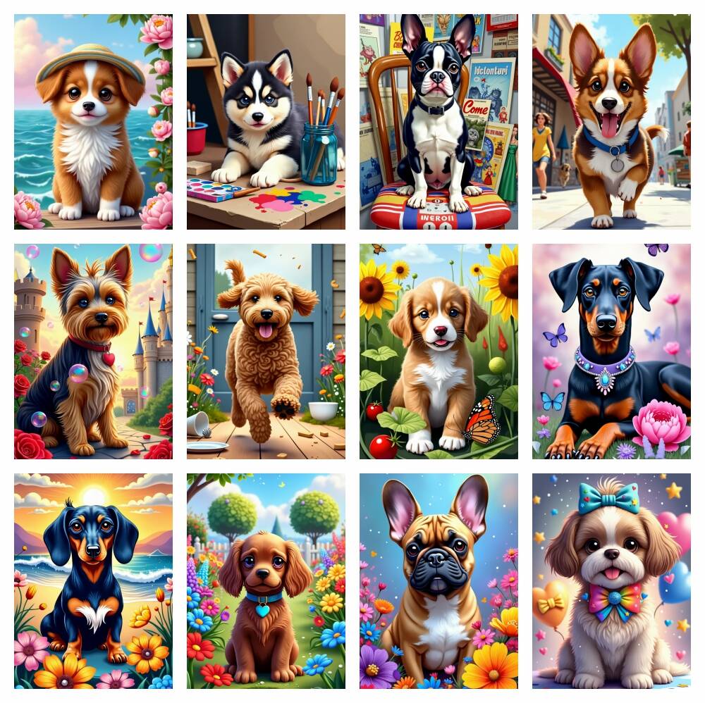 Embroidery Rose Stitch - AZQSD Diamond Painting Dog Animal Home
