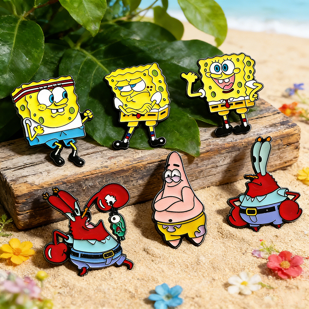 Embroidery Garment - 6 Pcs SpongeBob SquarePants Anime Cartoon
