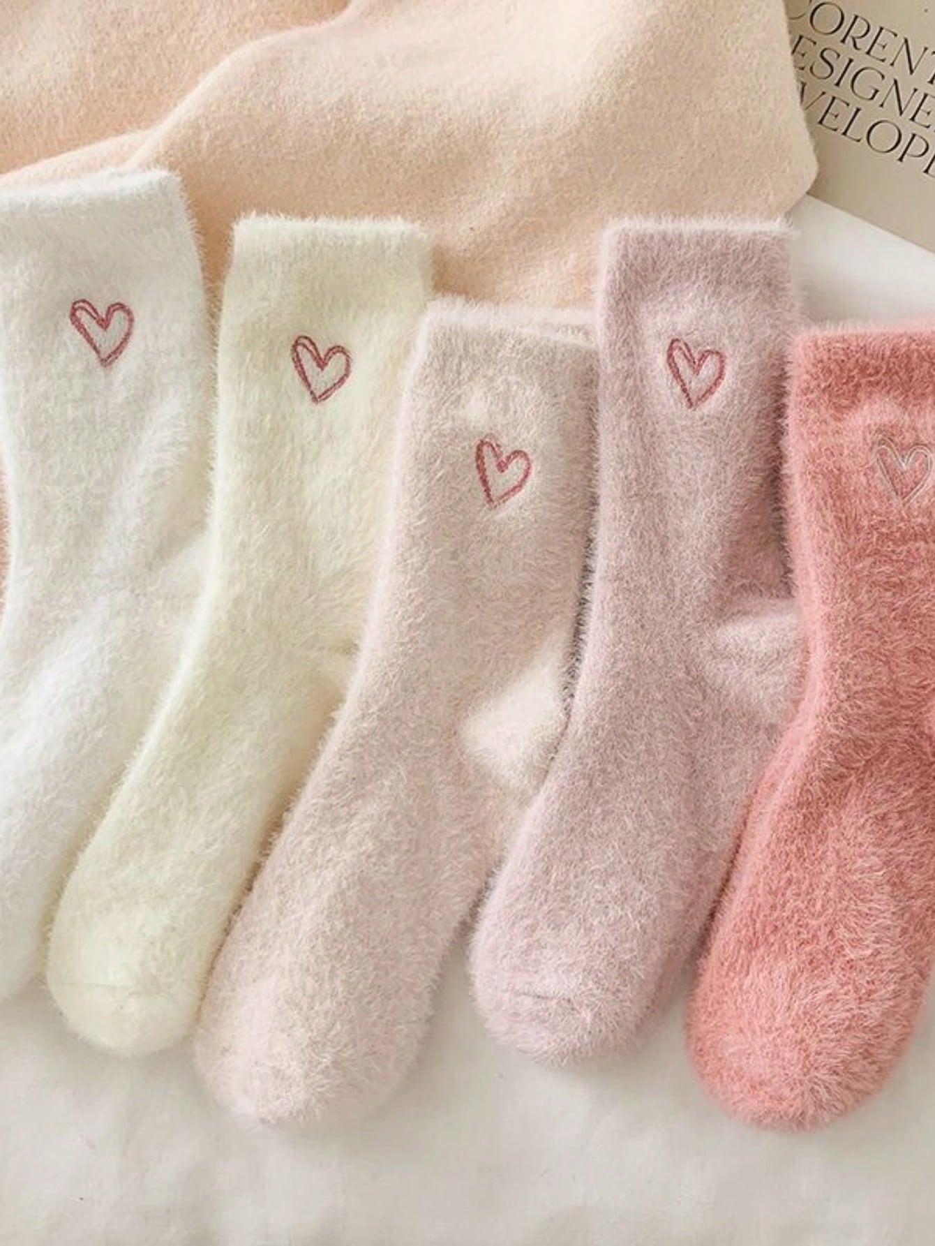 Embroidery On Socks - 5 Pairs Women's Thickened Mink Socks