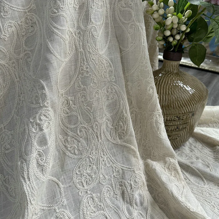 Pure linen base fabric with co - Embroidery Chain Stitch recensie en prijs