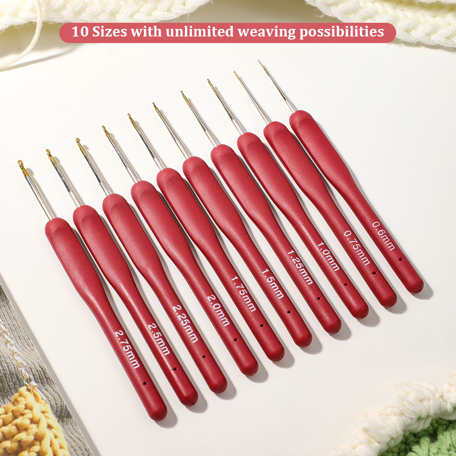 10pcs Red Crochet Set Kit Sili - Embroidery Needle recensie en prijs