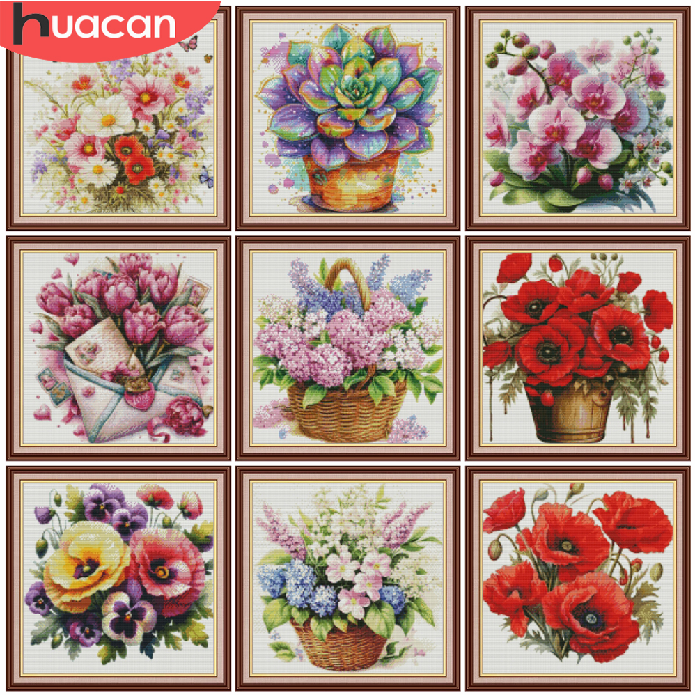 HUACAN Cross Stitch Flower Ros - Embroidery Rose Stitch recensie en prijs