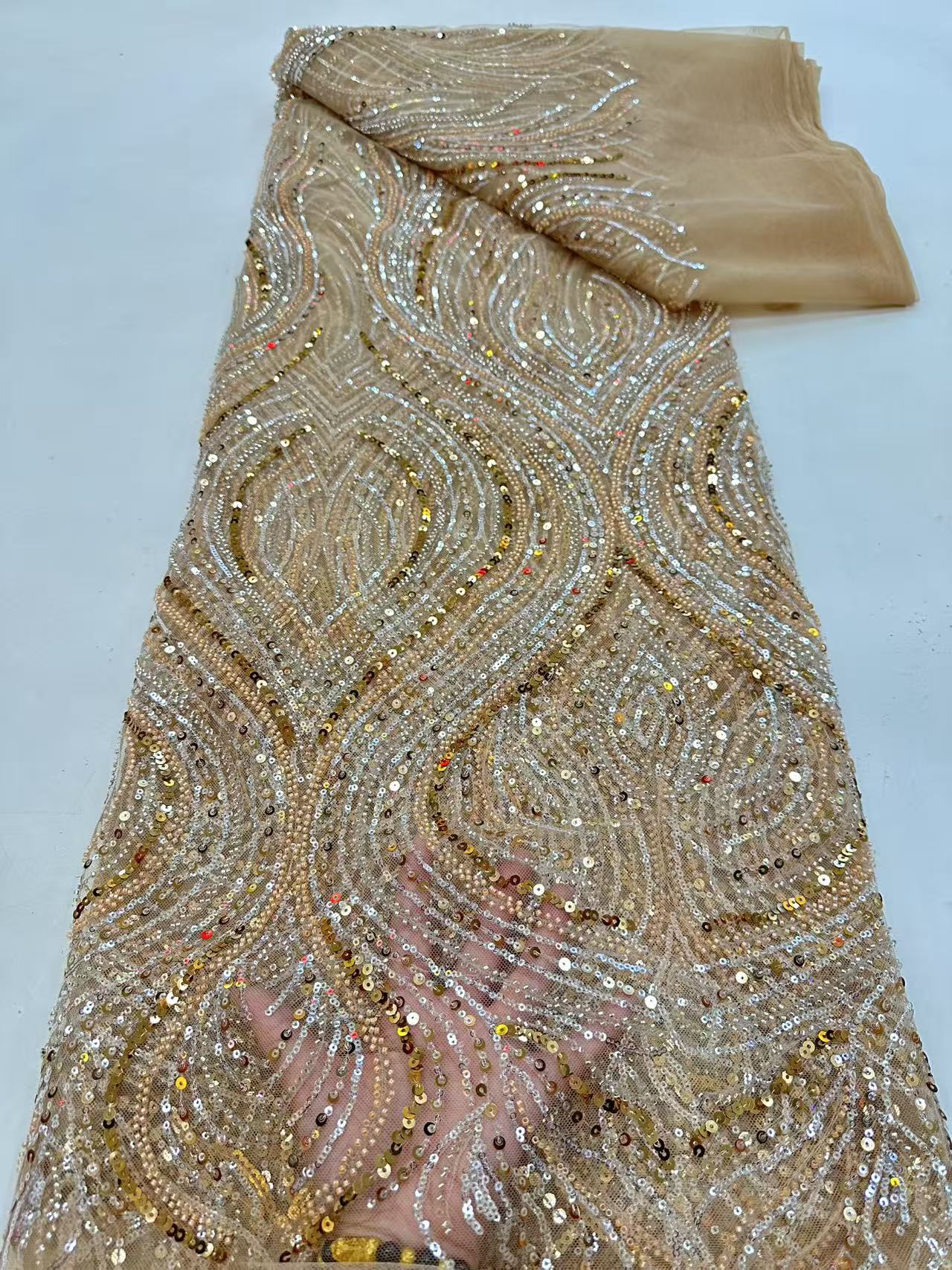 Luxury Red African Beaded Mesh - Embroidery Net Fabric recensie en prijs