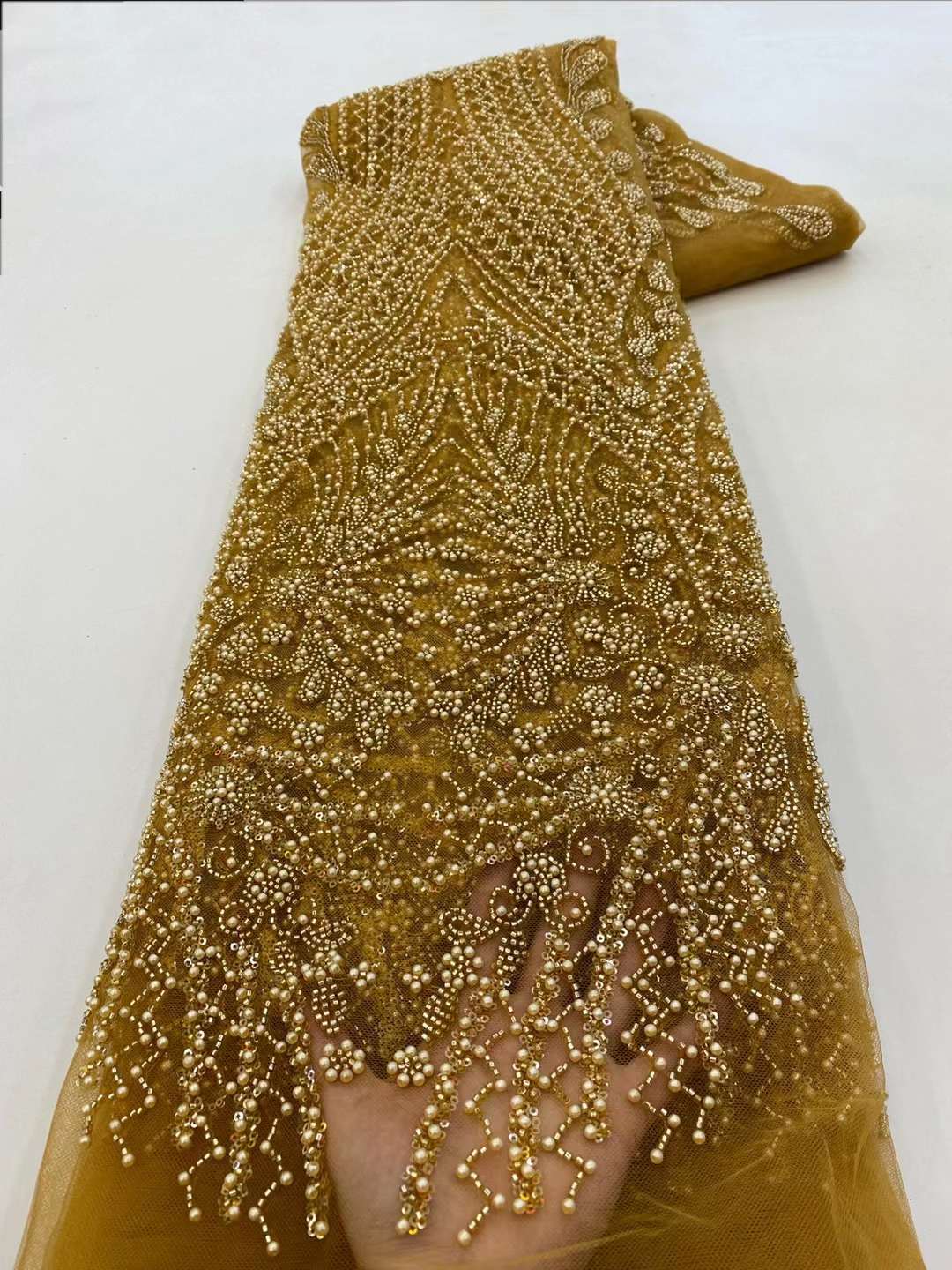 Brown Sequin Beaded Embroidery - Embroidery Net Fabric recensie en prijs