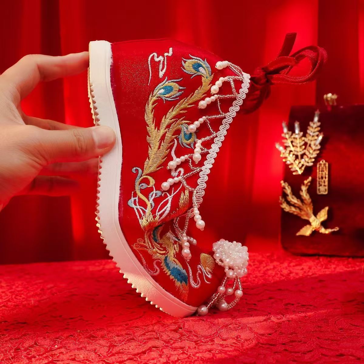 Women New Red Embroidered Wedd - Embroidery Canvas recensie en prijs