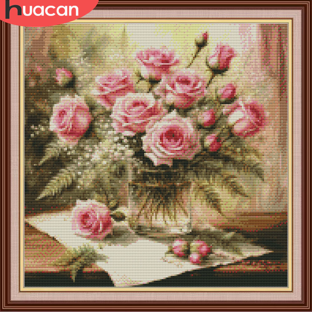 HUACAN Cross Stitch Kits Rose  - Embroidery Rose Stitch recensie en prijs