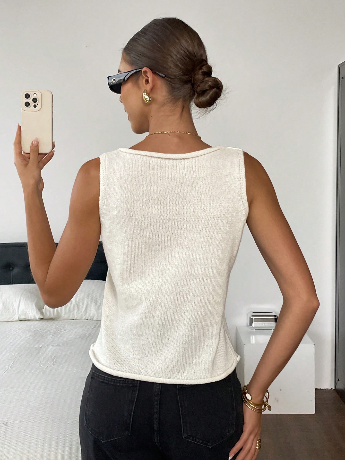 Cream Knit Sleeveless Vest wit - Embroidery Cream recensie en prijs