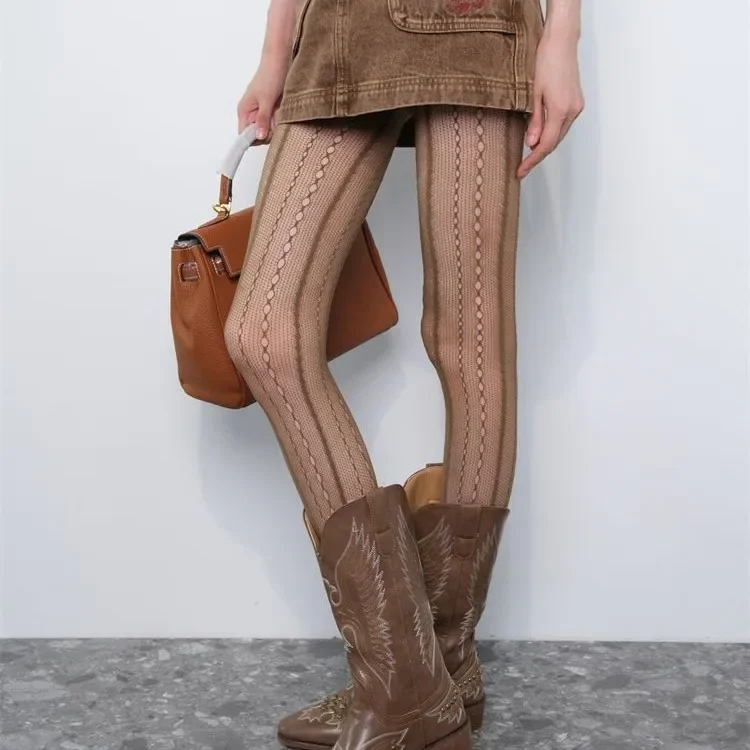 Retro Brown Lace Hollow Mesh F - Embroidery On Socks recensie en prijs