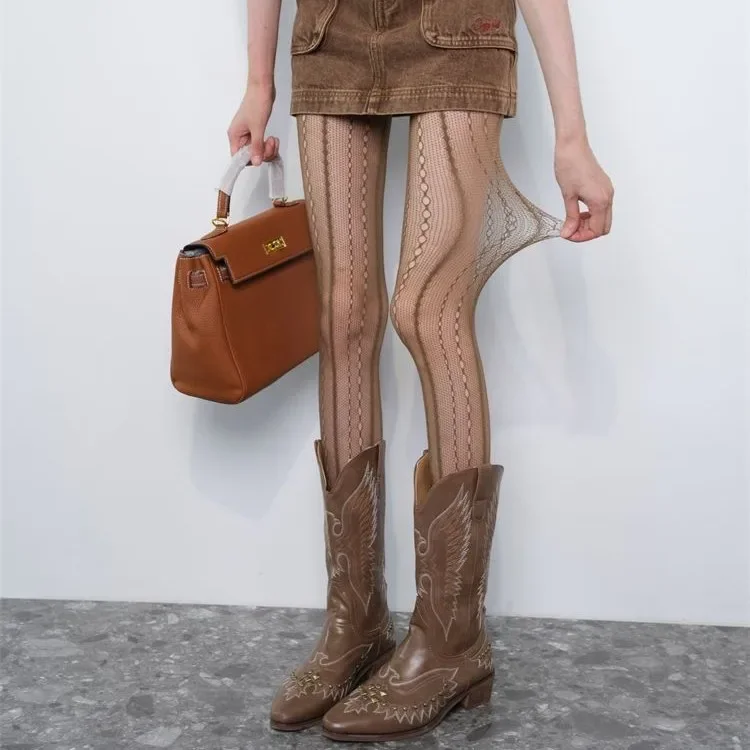 Retro Brown Lace Hollow Mesh F - Embroidery On Socks recensie en prijs