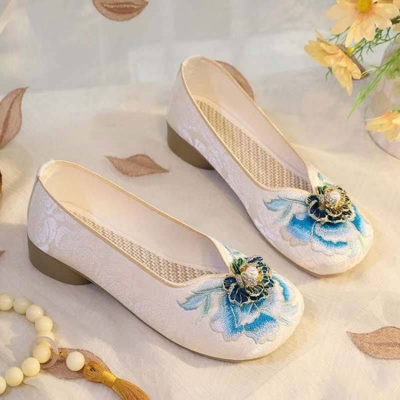 Woman Low Heel Embroidered Clo - Embroidery Canvas recensie en prijs